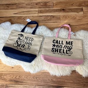 2 Pc Beach Vacation Totes